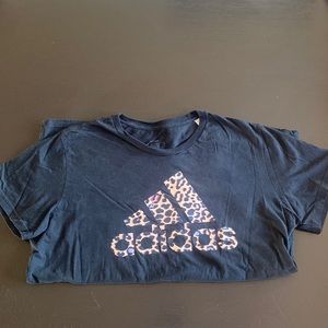 Size XL women’s adidas leopard print black shirt
